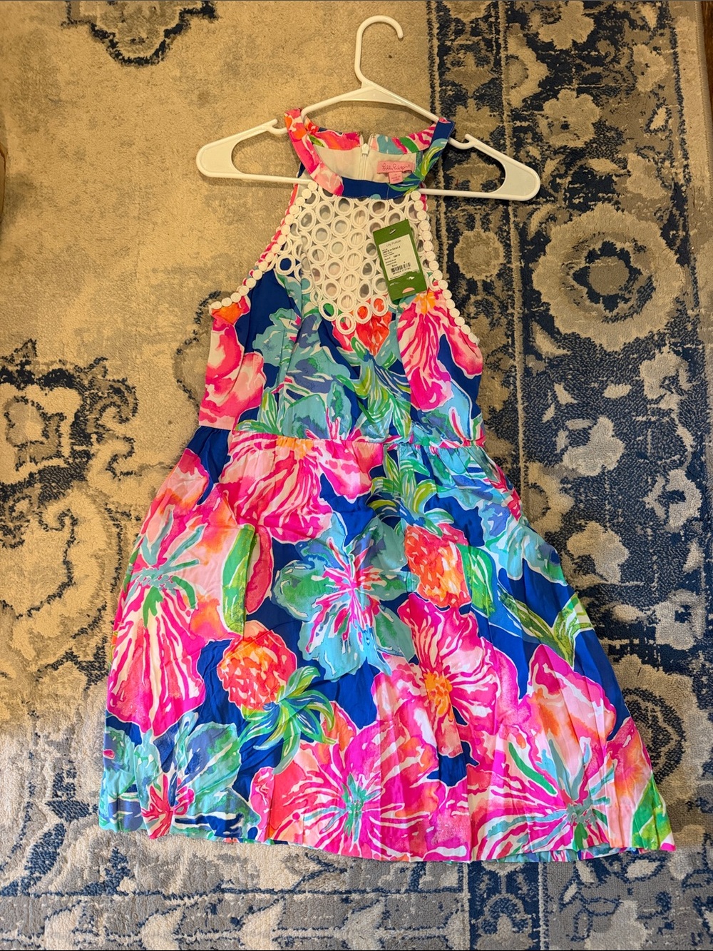Lilly Pulitzer Floral Halter Dress - Blue, Pink & Green